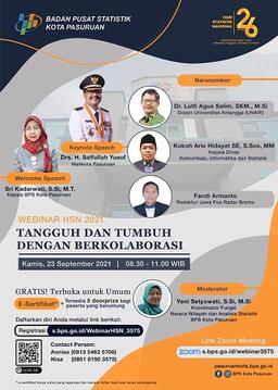 ✨Webinar dalam rangkaian Hari Statistik Nasional (HSN) 2021 BPS Kota Pasuruan✨